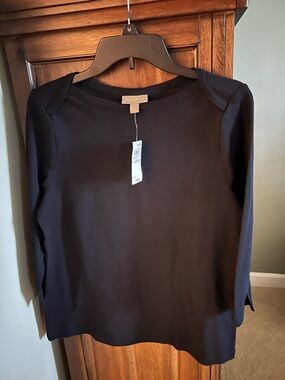 Style & Co. Black Boatneck 3/4 Sleeve Top